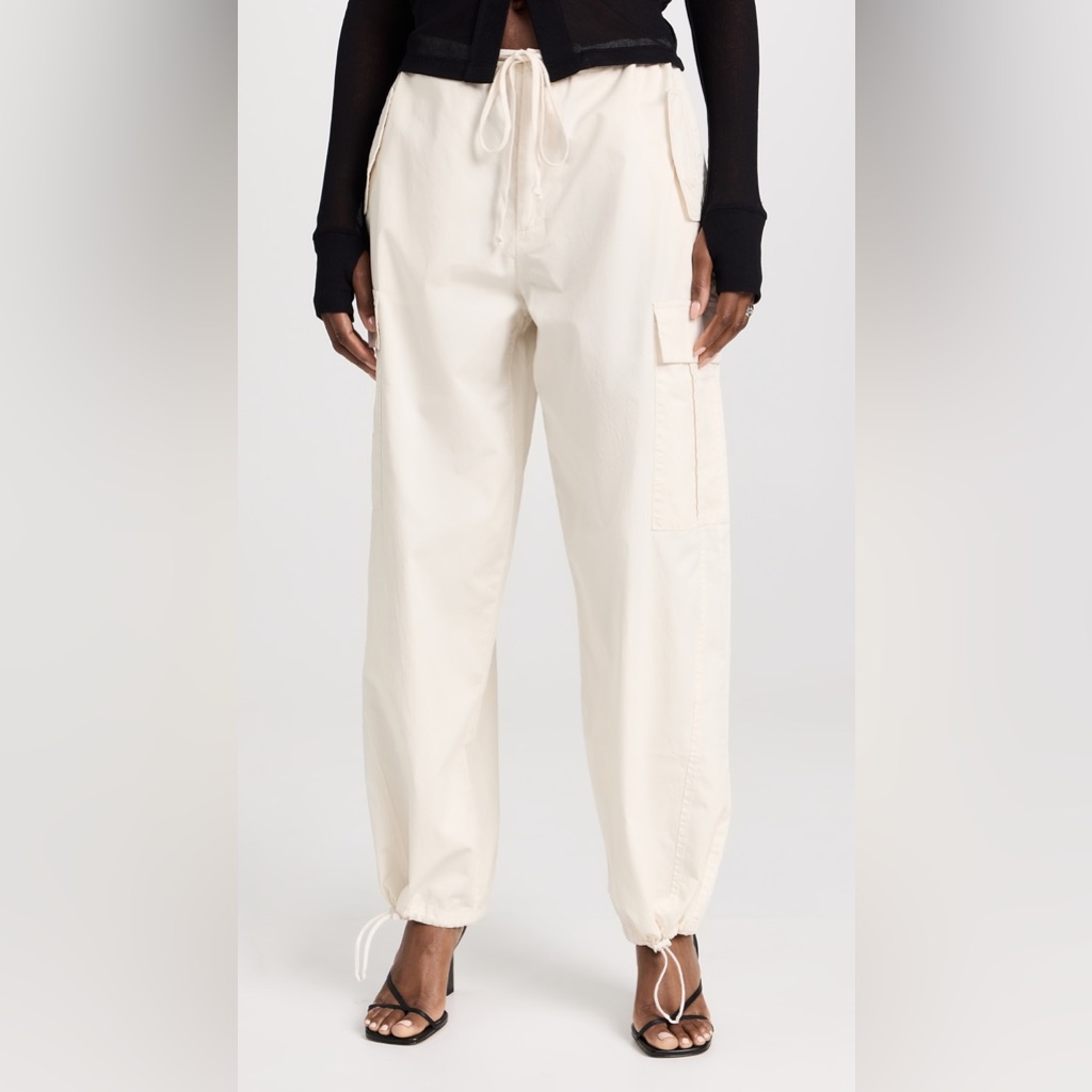 Nwt Good American Twill Parachute Pants In Cloud Cream White Size 2x